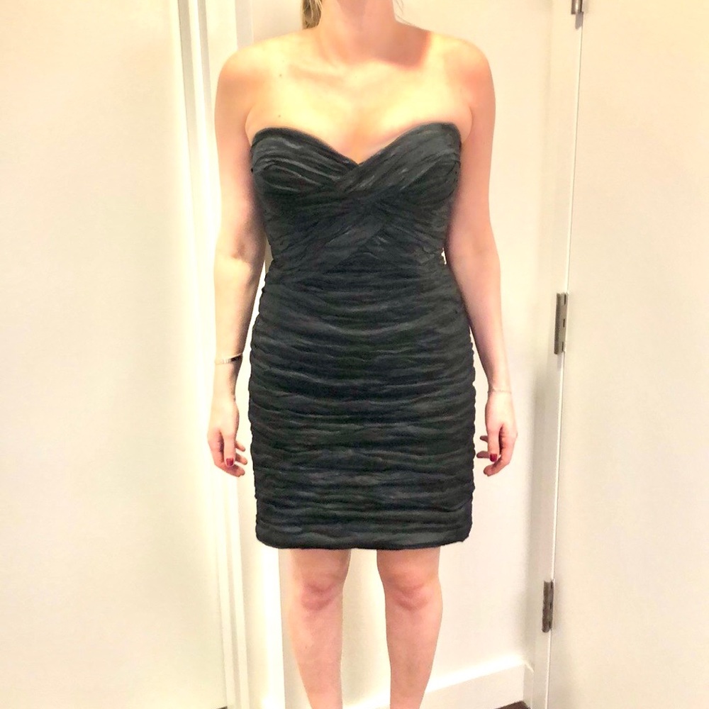 BCBG Strapless Ruched Cocktail Dress